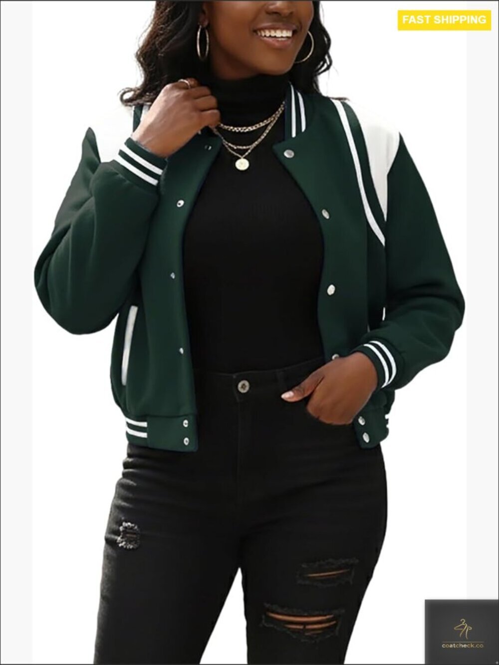 Crop Bomber Varsity Jacket Long Sleeve Button Down Baseball School Streetwear